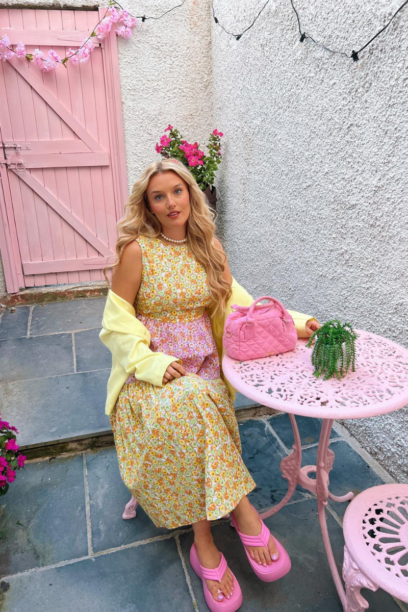 Primrose Smock Midi Dress - Yellow