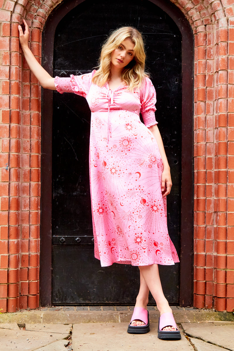 Estella Midi Tea Dress - Pink