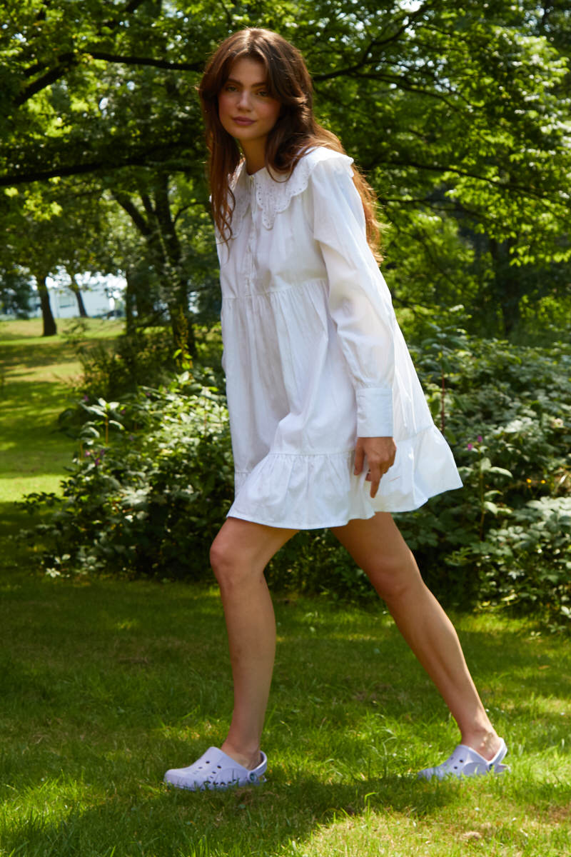 Nelly Shirt Dress With Broderie - White