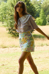 Marianne Floral Quilted Mini Skirt - Cream