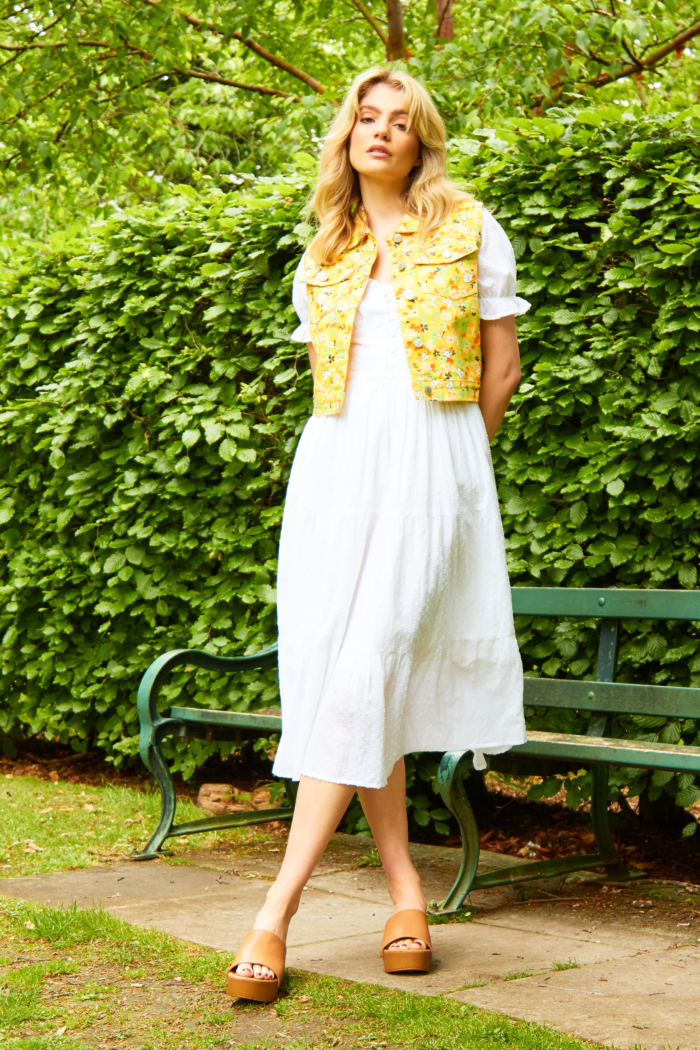 Textured Dobby Tiered Midi Dress <br/> White