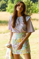 Marianne Floral Quilted Mini Skirt - Cream