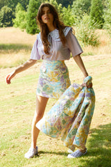 Marianne Floral Quilted Mini Skirt - Cream