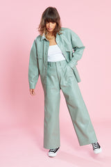 PU Wide Leg Trousers with Pocket Detailing <br/> Curve