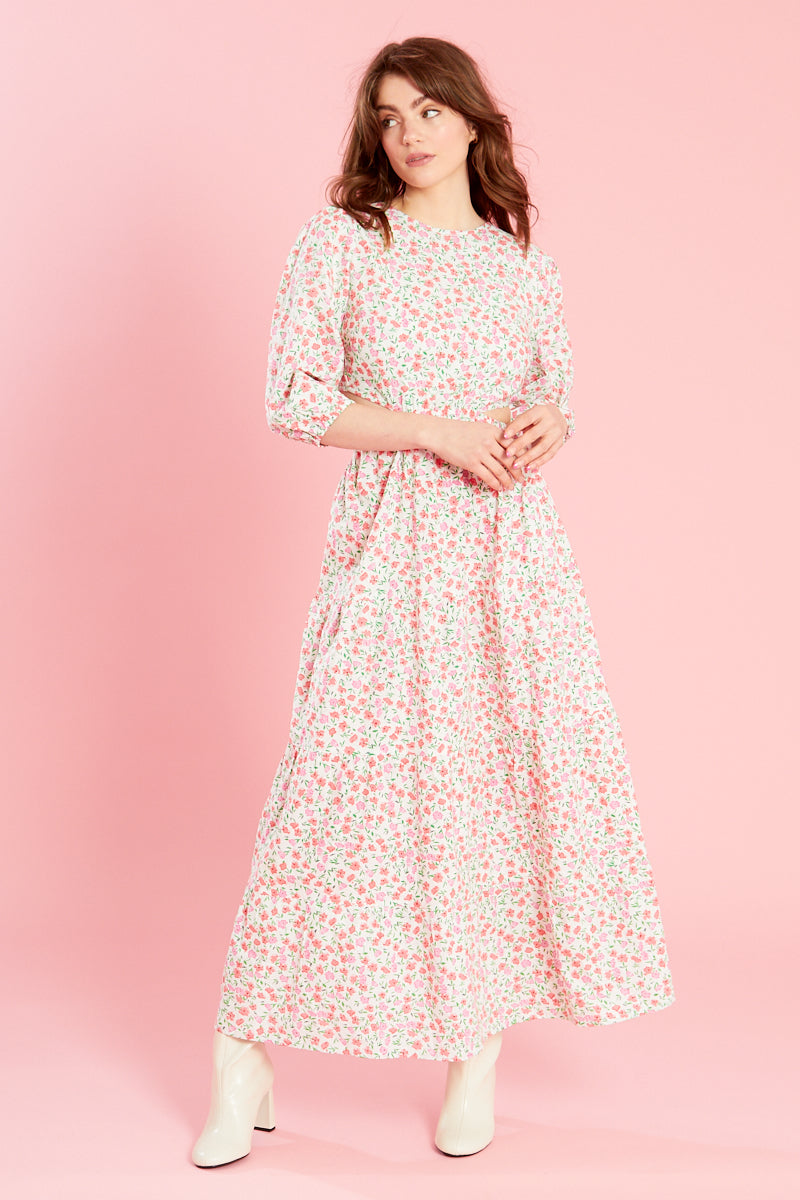 Simone Midaxi Smock Dress - White