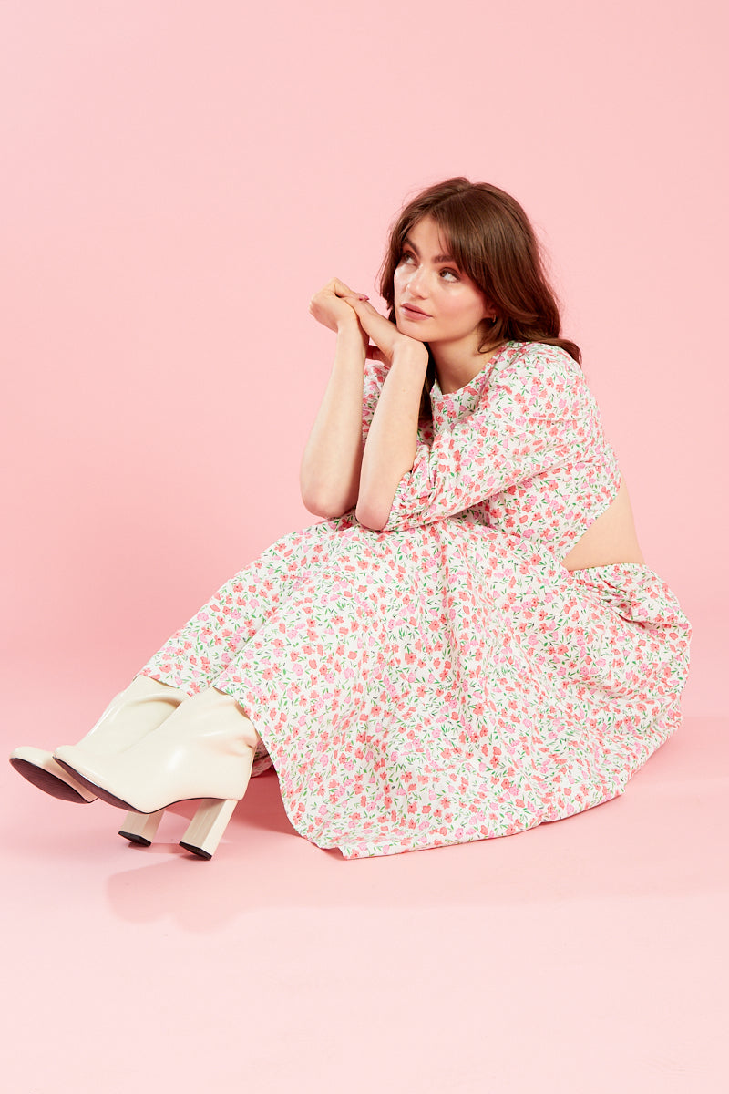 Simone Midaxi Smock Dress - White