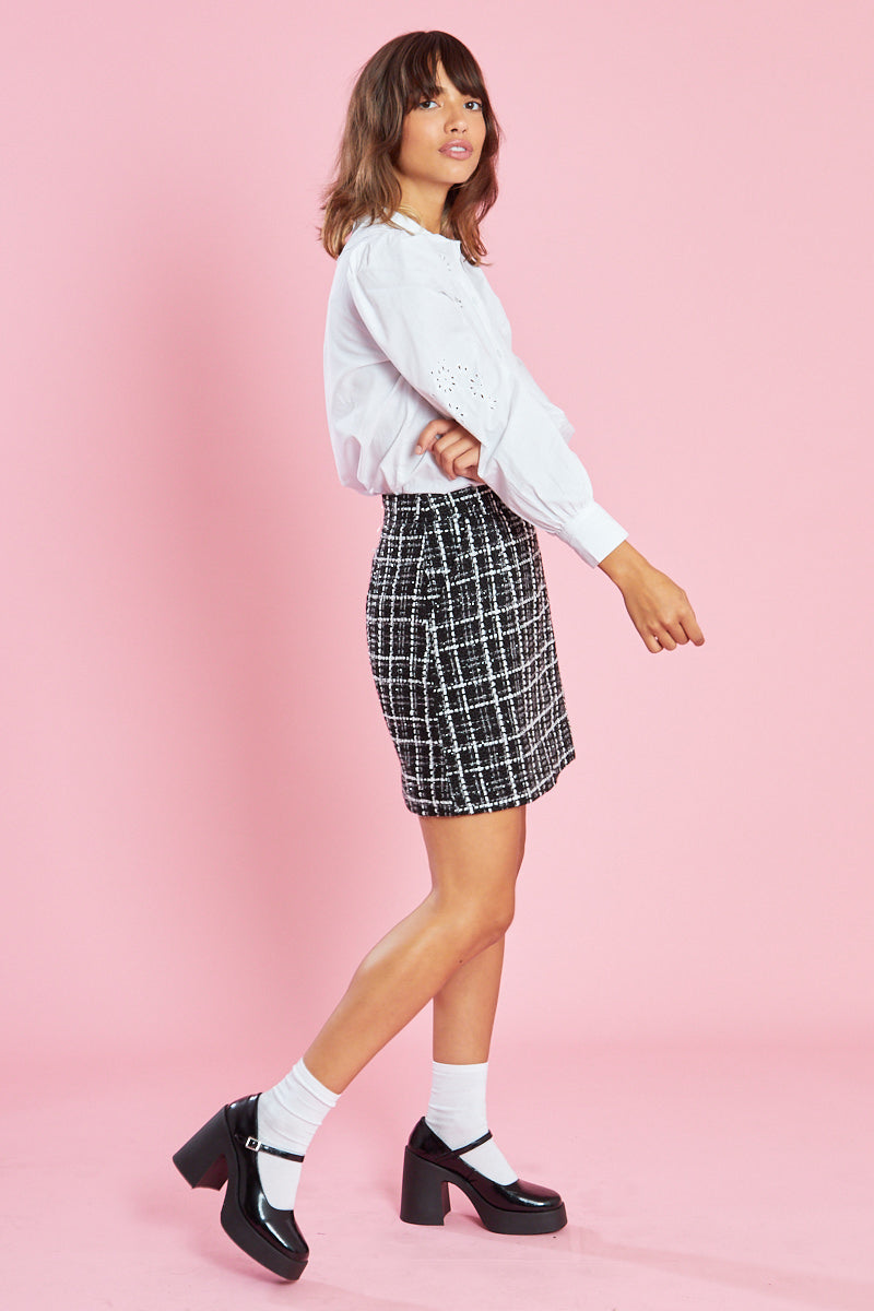 Tweed Mini Skirt <br/> Black