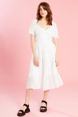 Textured Dobby Tiered Midi Dress <br/> White