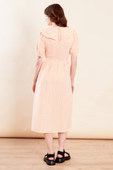 Nola Midi Dress with Collar  - Orange