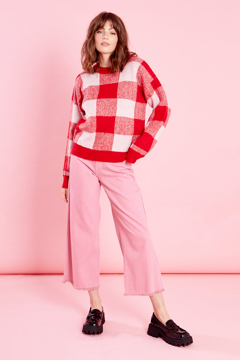 Jessie Check Jumper - Pink