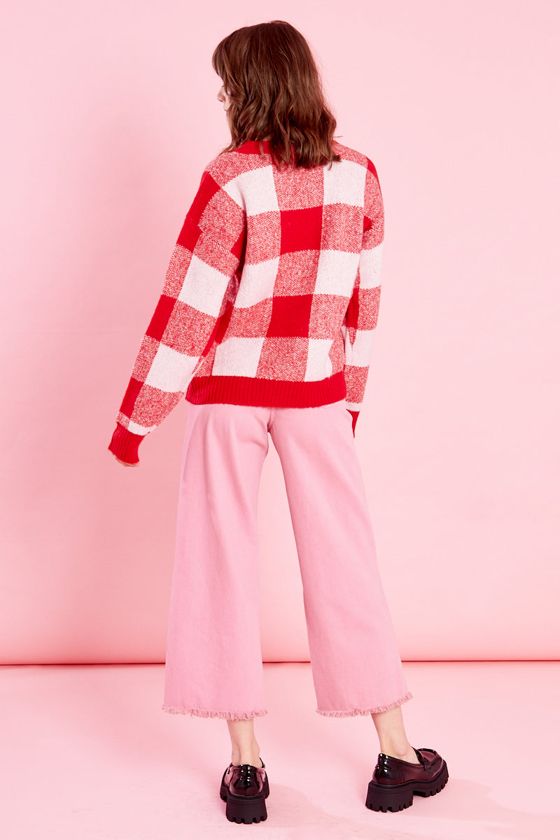 Jessie Check Jumper - Pink