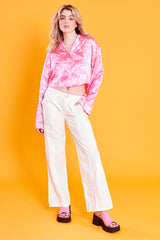 Aurora Butterfly Cropped Shirt - Pink