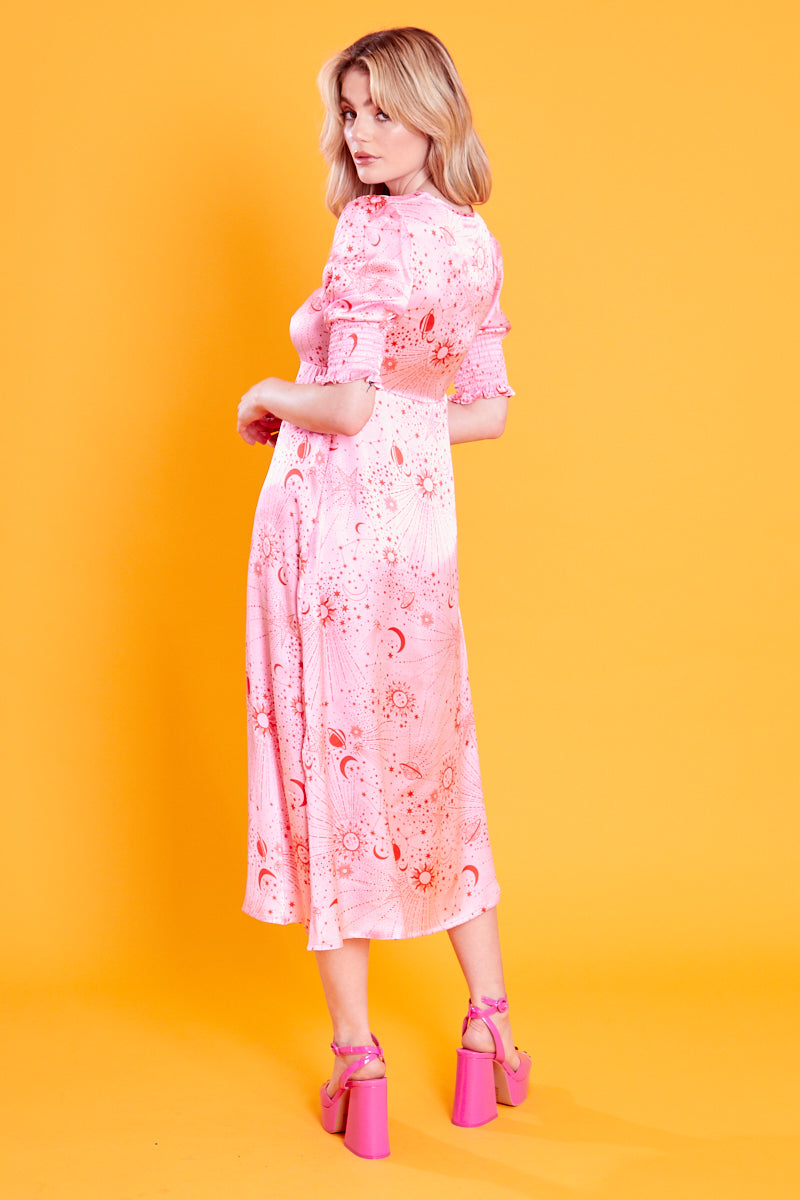 Estella Midi Tea Dress - Pink