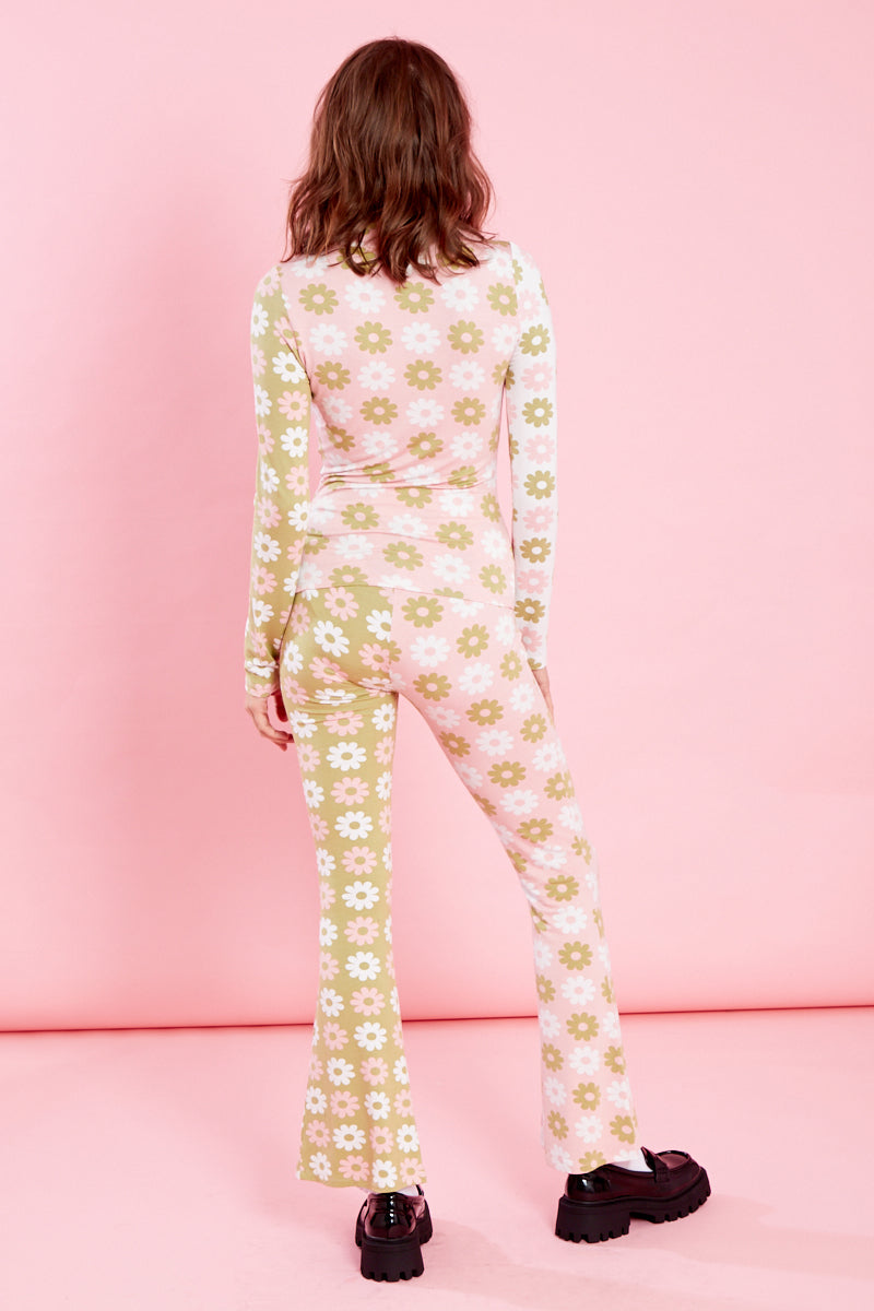 Cindy Retro Floral Roll Neck - Pink