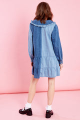 Dorothy Denim Dress with Collar  - Curve