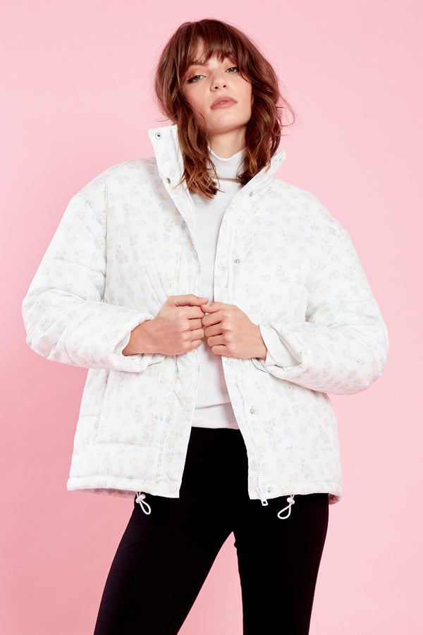 Frankie Floral Puffer Jacket - Curve