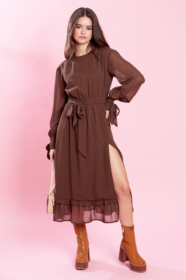 Christie Midi Dress - Brown