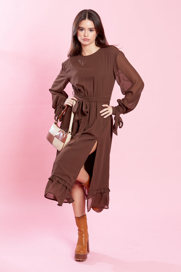 Christie Midi Dress - Brown