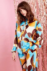 Susie Satin Shirt - Brown