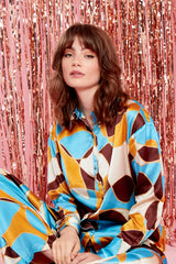 Susie Satin Shirt - Brown