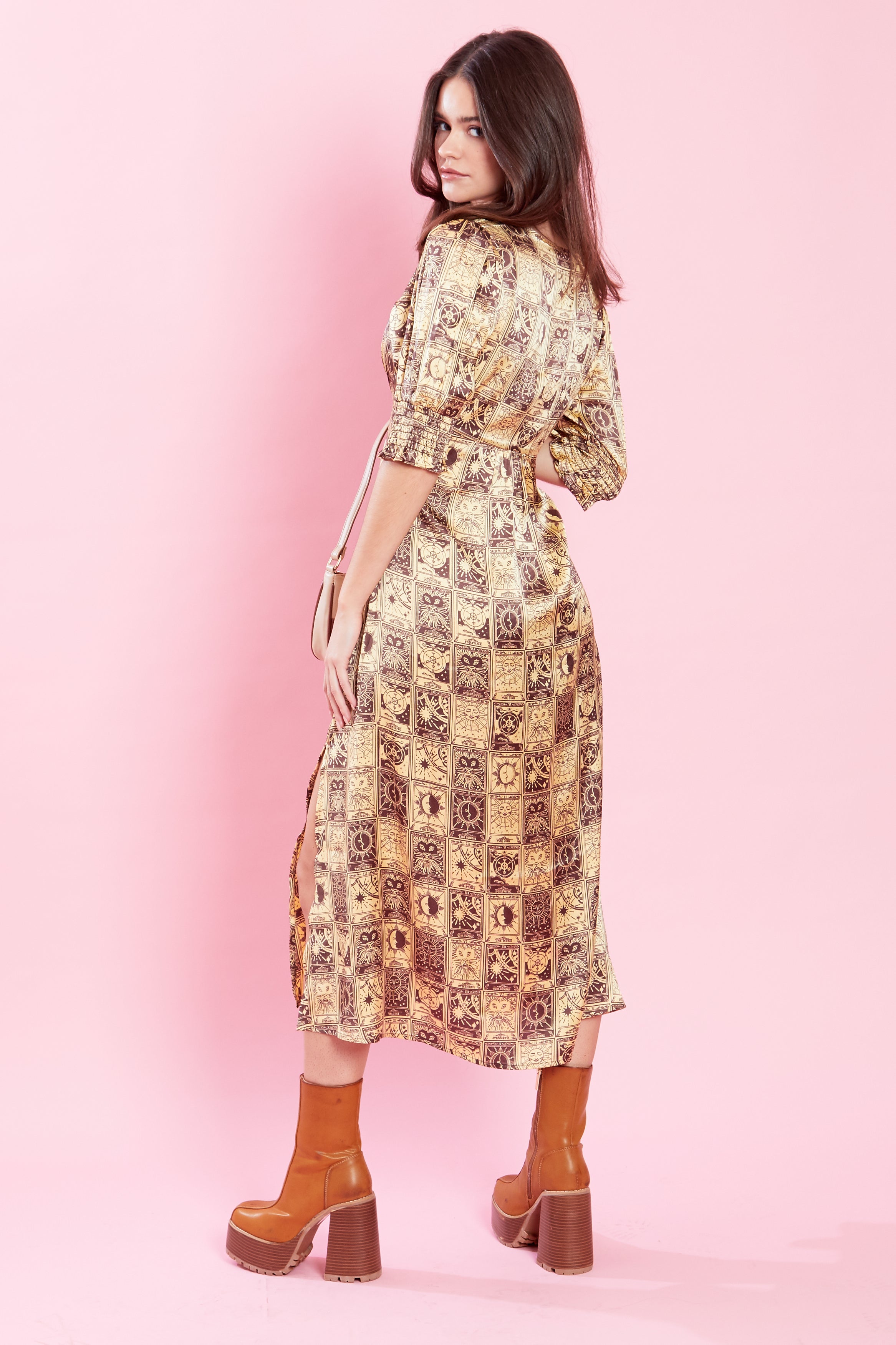 Goldie Puff Sleeve Dress - Gold