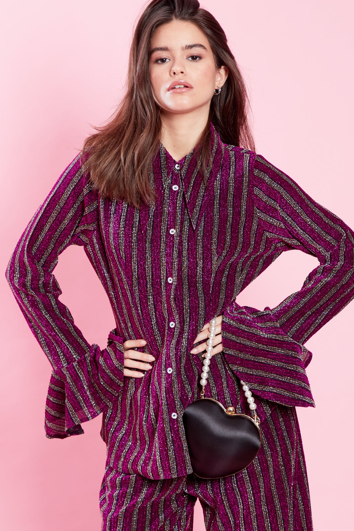 Beatrix Glitter Shirt - Black