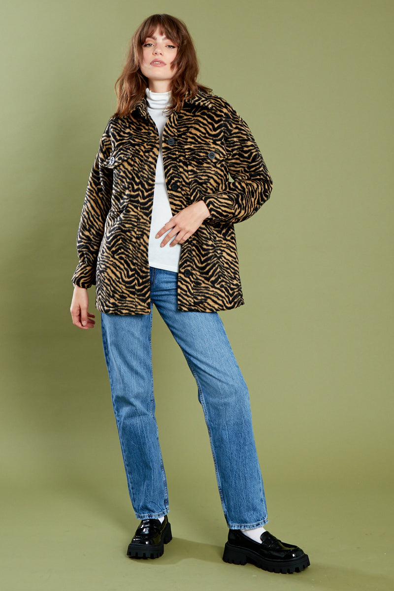 Maisie Zebra Shacket - Camel & Black