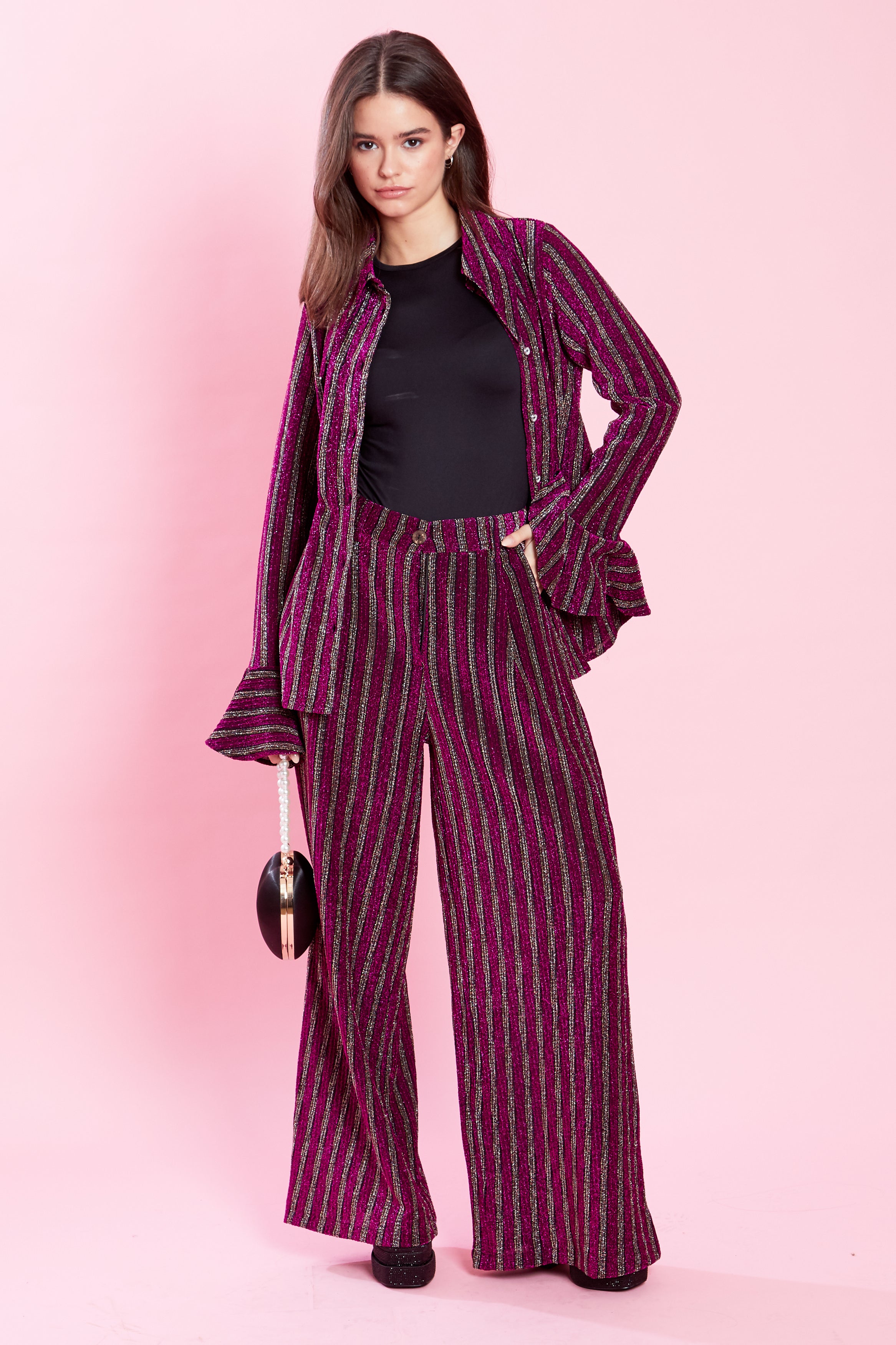 Beatrix Glitter Flares - Black