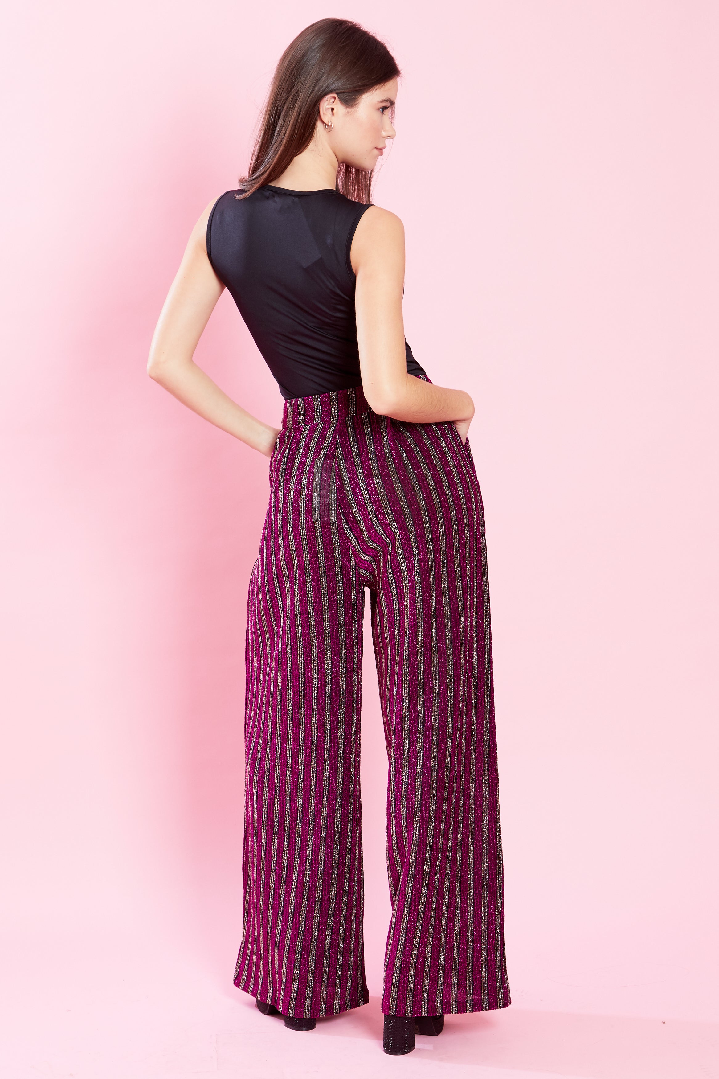 Beatrix Glitter Flares - Black