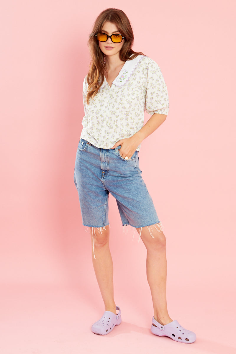 Ethel Blouse With Scalloped Collar  - Curve