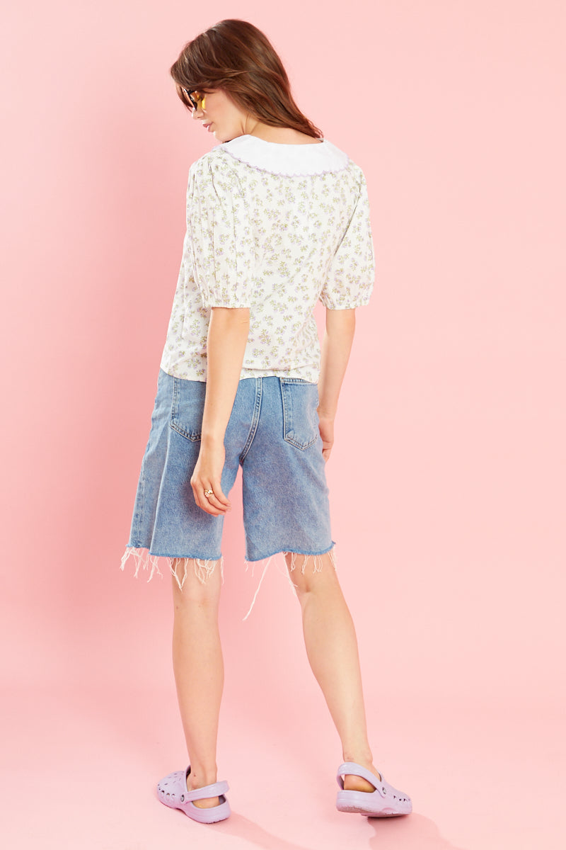Ethel Blouse With Scalloped Collar  - Curve