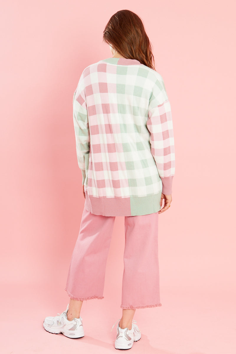 Maggie Gingham Oversized Cardigan - Multi