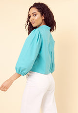Vintage Balloon Sleeve Blouse <br> Turquoise