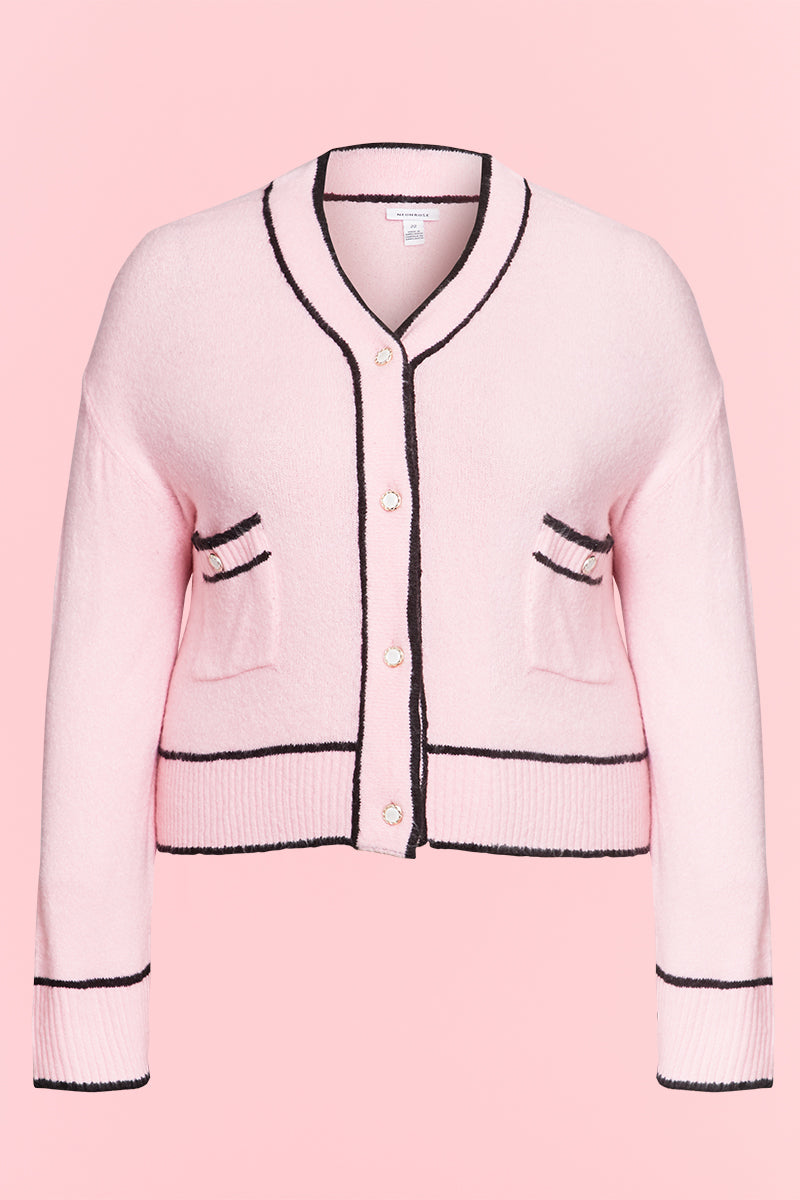 Cropped Cardigan with Crystal Buttons - Curve