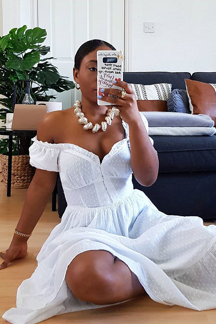 Textured Dobby Tiered Midi Dress <br/> White