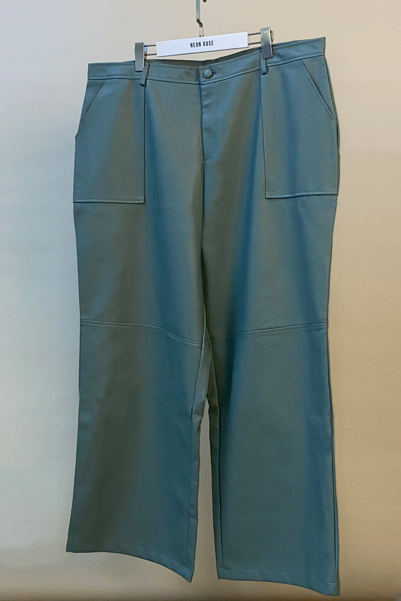 PU Wide Leg Trousers with Pocket Detailing <br/> Curve